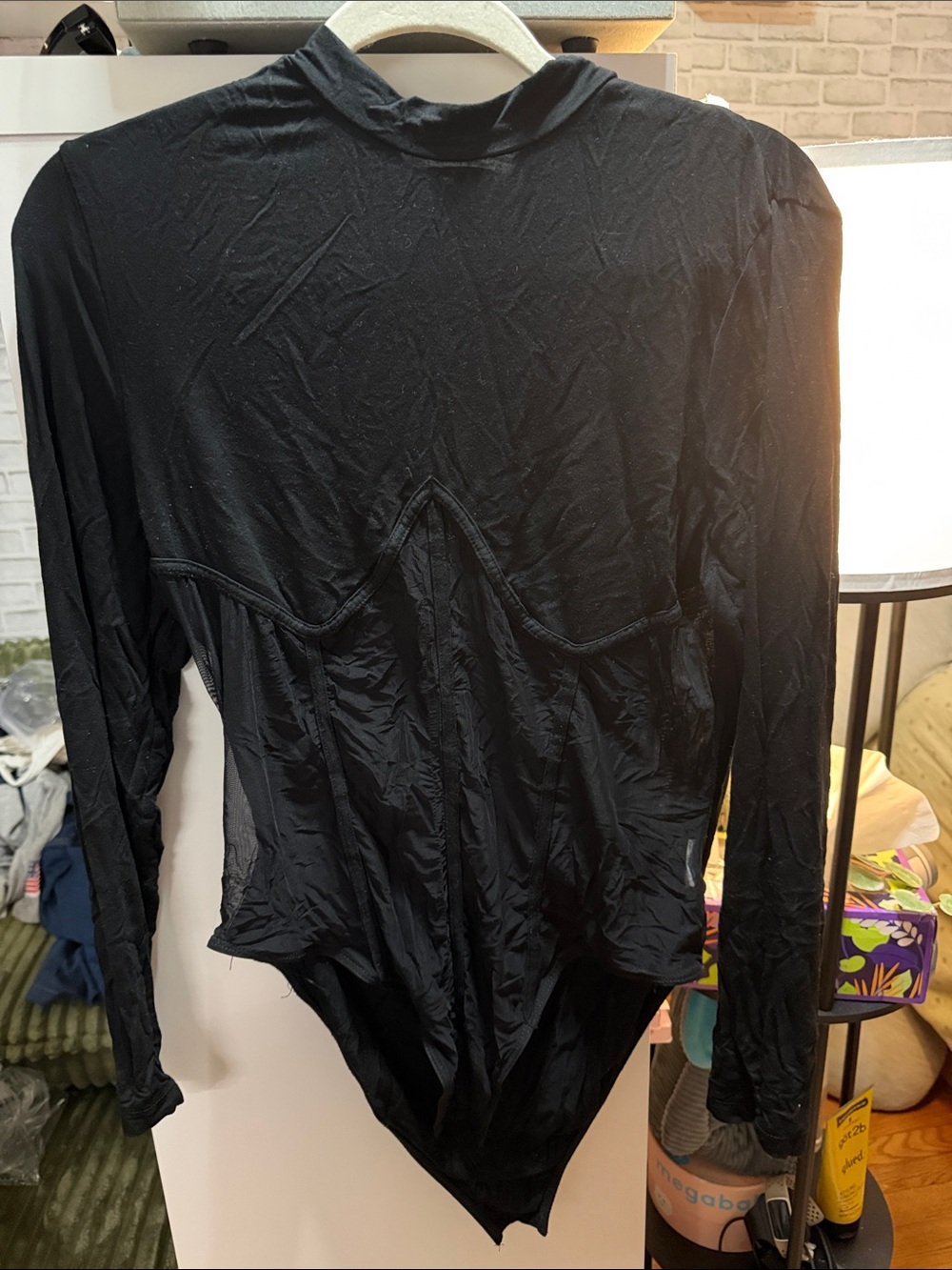 SHEIN Black Long-Sleeve Mock Neck Bodysuit